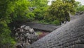 Chinese architecture and garden on Huxin Island in South Lake in Jiaxing, China