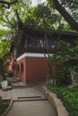 Chinese architecture and garden on Huxin Island in South Lake in Jiaxing, China