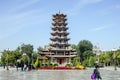 Traditional Chinese Architecture Of Pagoda On The Main Square Of Zhangye City