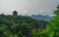 Pagoda on top of a mountain peak in Zhangjiajie NP Royalty Free Stock Photo