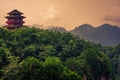 Pagoda on top of a mountain peak in Zhangjiajie NP Royalty Free Stock Photo