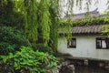 Traditional Chinese architecture by water and trees, Shaoxing, China