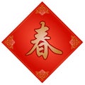 Traditional Chinese Background With Kanji `Spring` For Celebrating The Lunar New Year