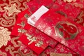 Traditional chinese bag,calligraphy mean happy new year Royalty Free Stock Photo