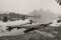 Traditional chinese bamboo rafts