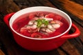 Traditional Chinese banquet dishes, red mushroom pure fish soup