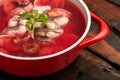 Traditional Chinese banquet dishes, red mushroom pure fish soup