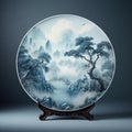 Traditional chinese blue and white jar with cover on dark background Royalty Free Stock Photo