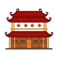 Traditional Chinese Building, Ancient Temple, Cultural Oriental Architecture Object Vector Illustration Royalty Free Stock Photo