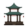 Traditional Chinese Building, Cultural Oriental Architecture Object, Gate, Ancient Temple Vector Illustration Royalty Free Stock Photo