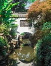 Traditional chinese building with ornate roof and red windows at Yu Gardens, Shanghai, China Royalty Free Stock Photo