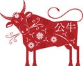 Traditional chinese bull. imitation of traditional chinese paper cut art Royalty Free Stock Photo