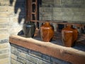 Traditional Chinese ceramic wine jars Royalty Free Stock Photo