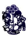 Traditional chinese children paper cutting Royalty Free Stock Photo