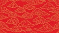 Traditional Chinese Cloud Pattern - Red and Gold Seamless Background Royalty Free Stock Photo