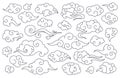 Traditional chinese clouds, asian oriental style cloud. Japanese sky doodle elements, china festive decorative ornaments