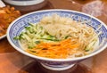 Traditional chinese cold skin noodles Liang pi with vegetables