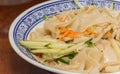 Traditional chinese cold skin noodles Liang pi with vegetables