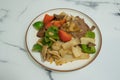 Traditional Chinese cuisine: Stir-fried beef with mushrooms Royalty Free Stock Photo