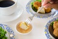 Traditional Chinese dimsum with fork Royalty Free Stock Photo