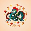 Traditional chinese Dragon, ancient symbol of asian or china culture, decoration for new year celebration, mythology