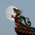 Traditional chinese dragon on a background of the full moon Royalty Free Stock Photo