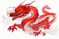 Traditional Chinese dragon engraving illustration. Chinese year of the dragon Royalty Free Stock Photo