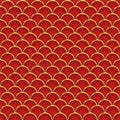 Traditional chinese fish scale seamless pattern. Asian sea wave luxury ornament. Royalty Free Stock Photo