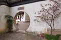 Traditional Chinese garden with round entrance