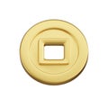 Traditional Chinese Gold Coin 3D Icon Royalty Free Stock Photo