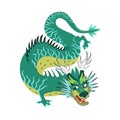 Traditional Chinese green dragon zodiac sign. Asian sacred symbol of goodness and power. Japanese ancient animal vector