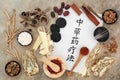 Traditional Chinese Herbal Therapy with Acupuncture Needles Royalty Free Stock Photo