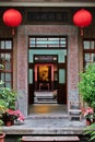Traditional chinese heritage building with spring couplets