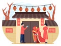 Traditional chinese holiday. Characters celebrate national asian