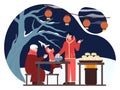 Traditional chinese holiday. Characters celebrate national asian festivity