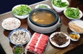 Traditional Chinese hotpot family banquet.