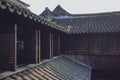 Traditional Chinese houses with windows and rooftops with black roof tiles, in the old town of Xitang, China Royalty Free Stock Photo