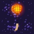 Traditional Chinese lantern in a cartoon style. Flat vector illustration isolate on a dark background with pretty
