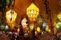 Traditional Chinese lanterns in the streets along the canal in Xitang town, China