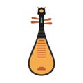 Pipa, traditional Chinese musical instrument. Flat vector illustration.