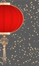 Traditional chinese new year lantern close-up on gray background 3D illustration with copy space Royalty Free Stock Photo