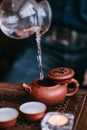 Traditional chinese oolong tea ceremony process closeup Royalty Free Stock Photo