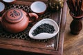Traditional chinese oolong tea ceremony process closeup Royalty Free Stock Photo