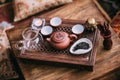 Traditional chinese oolong tea ceremony process closeup Royalty Free Stock Photo