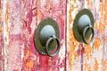 Weathered old oriental doorknock Royalty Free Stock Photo