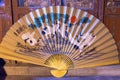 Traditional Chinese paper and bamboo folding hand fan, souvenir from China