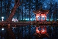 Traditional Chinese pavilions in Lazienki Park