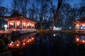 Traditional Chinese pavilions in Lazienki Park