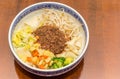 Traditional chinese pork meat cooked in a salty, fragrant sauce Zha Jiang Mian