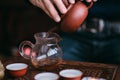 Traditional chinese red oolong tea ceremony process closeup Royalty Free Stock Photo